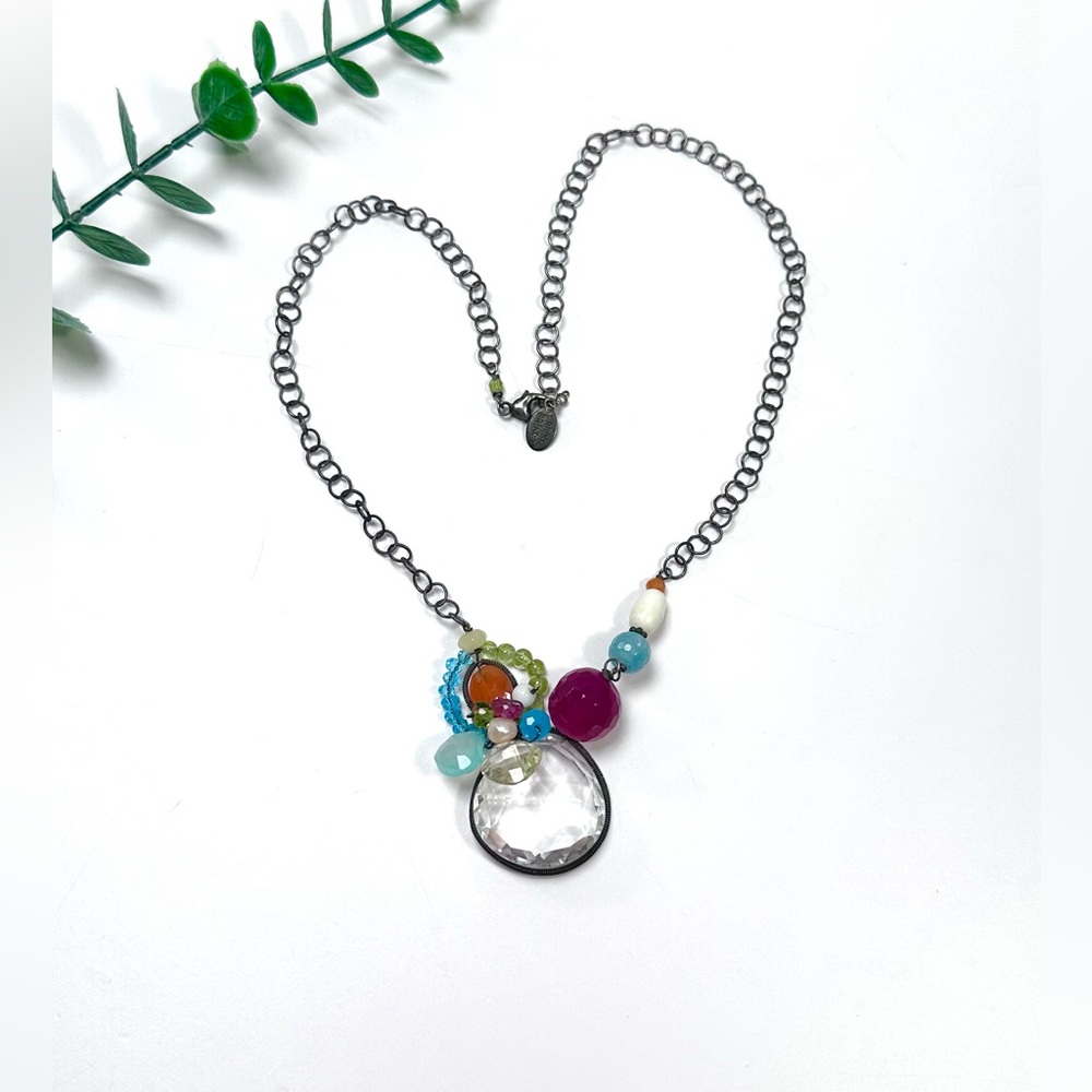 ❤️Anna Balkan Bubble Necklace Silver Clear Multicolor